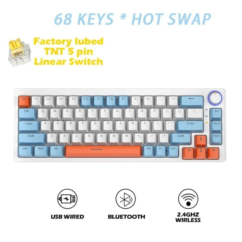 Teclado Mecânico ZA68 Pro (Sem Fio 2.4Ghz)