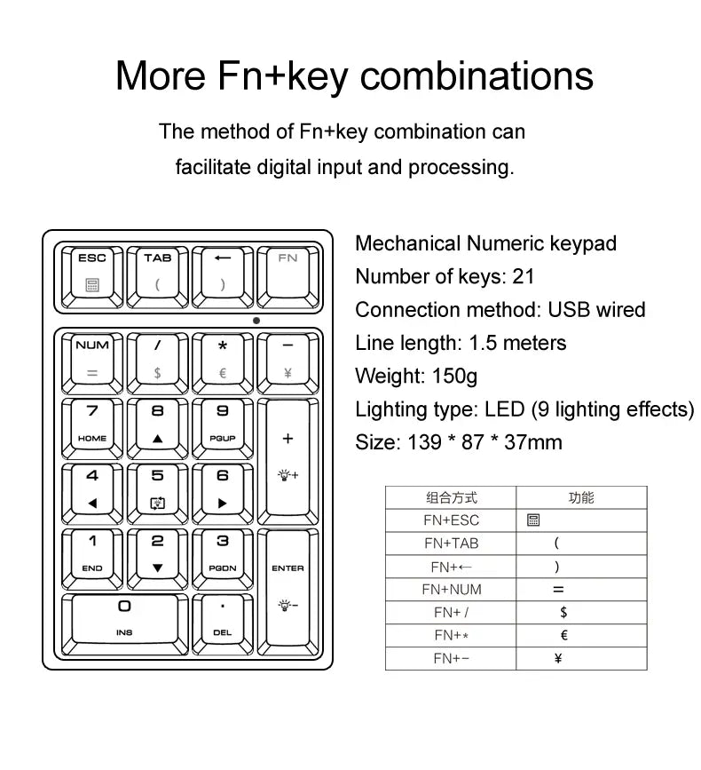 Teclado numérico Ziyoulang (21 teclas)