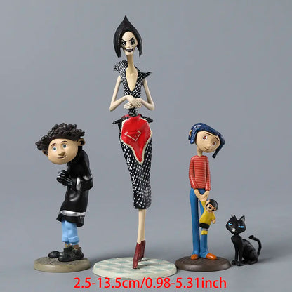 Action-Figures Coraline, Wybie, Outra Mãe & Gato (2.5-13cm)