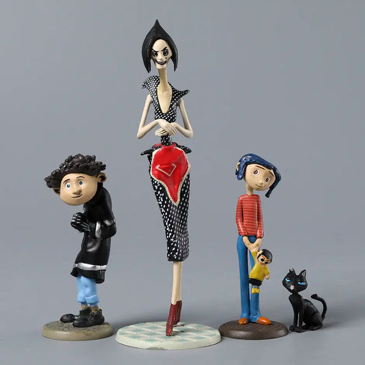 Action-Figures Coraline, Wybie, Outra Mãe & Gato (2.5-13cm)