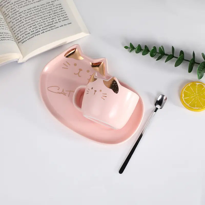 Taza y platillo Goldenkitty de 200 ml