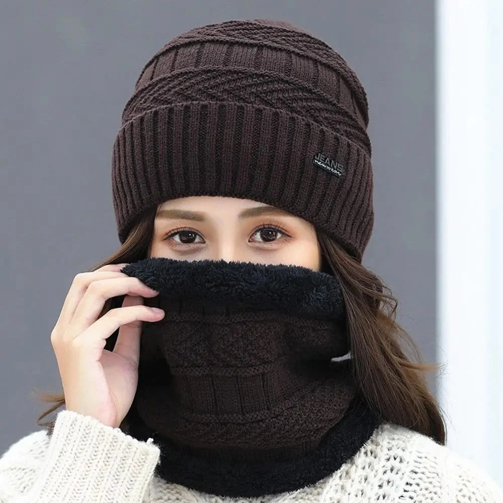 Conjunto Gorro e Cachecol de Lã Térmica