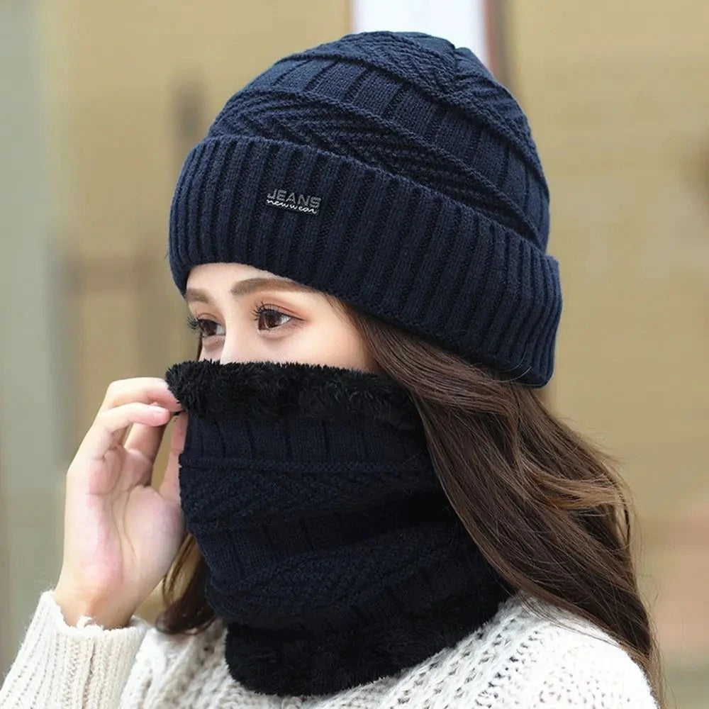 Thermal Wool Hat and Scarf Set