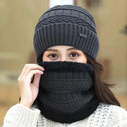 Thermal Wool Hat and Scarf Set