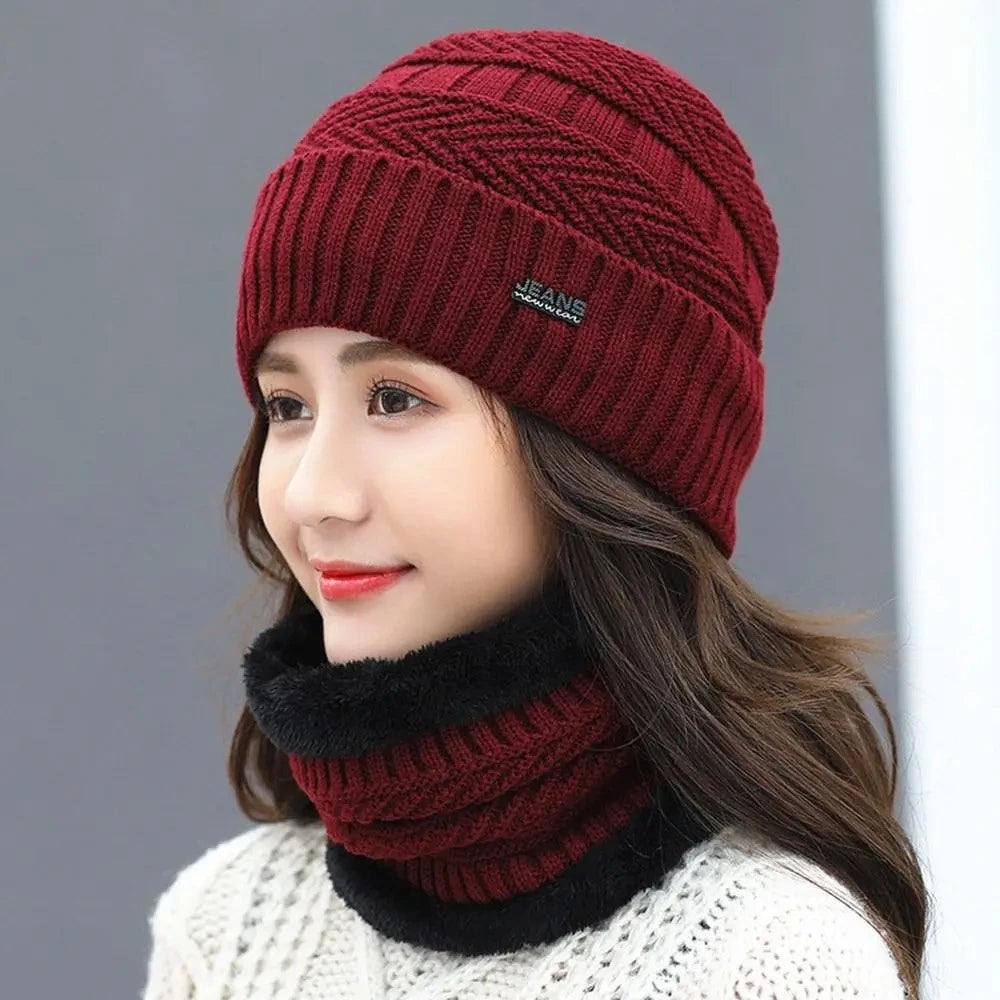 Thermal Wool Hat and Scarf Set