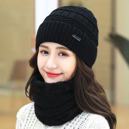 Thermal Wool Hat and Scarf Set