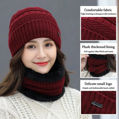 Thermal Wool Hat and Scarf Set