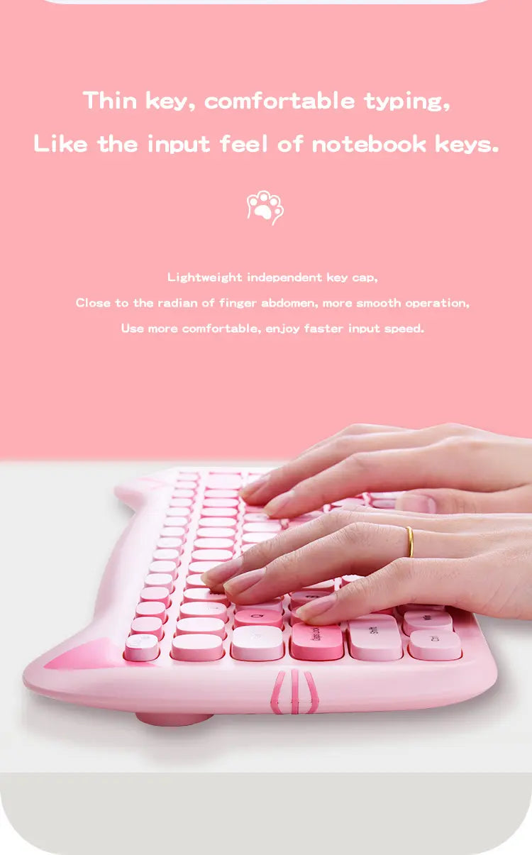 Conjunto Teclado e Mouse Kawaii (Sem Fio 2.4Ghz)