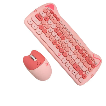 Conjunto Teclado e Mouse Kawaii (Sem Fio 2.4Ghz)