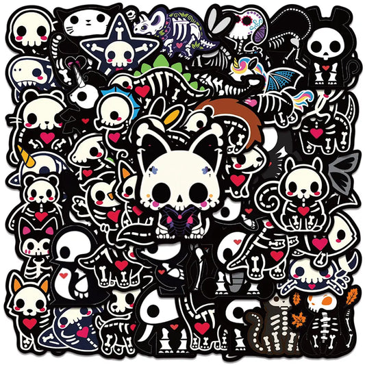 Conjunto de 50 Adesivos Skelanimals