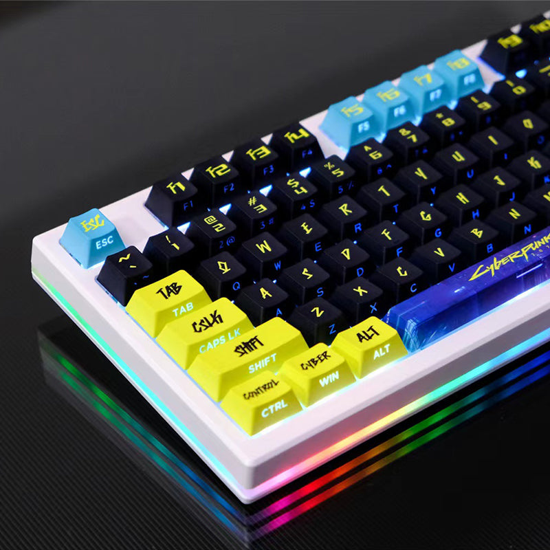 Conjunto de Keycaps Cyberpunk com Iluminação Lateral