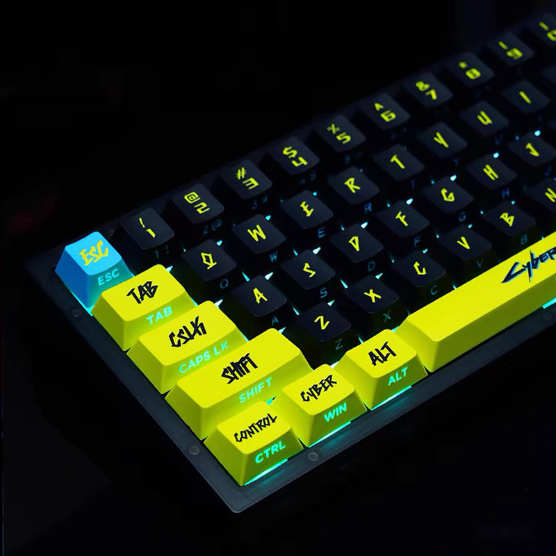 Conjunto de Keycaps Cyberpunk com Iluminação Lateral