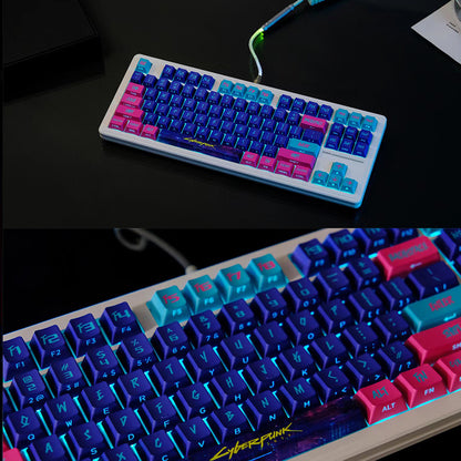 Conjunto de Keycaps Cyberpunk com Iluminação Lateral