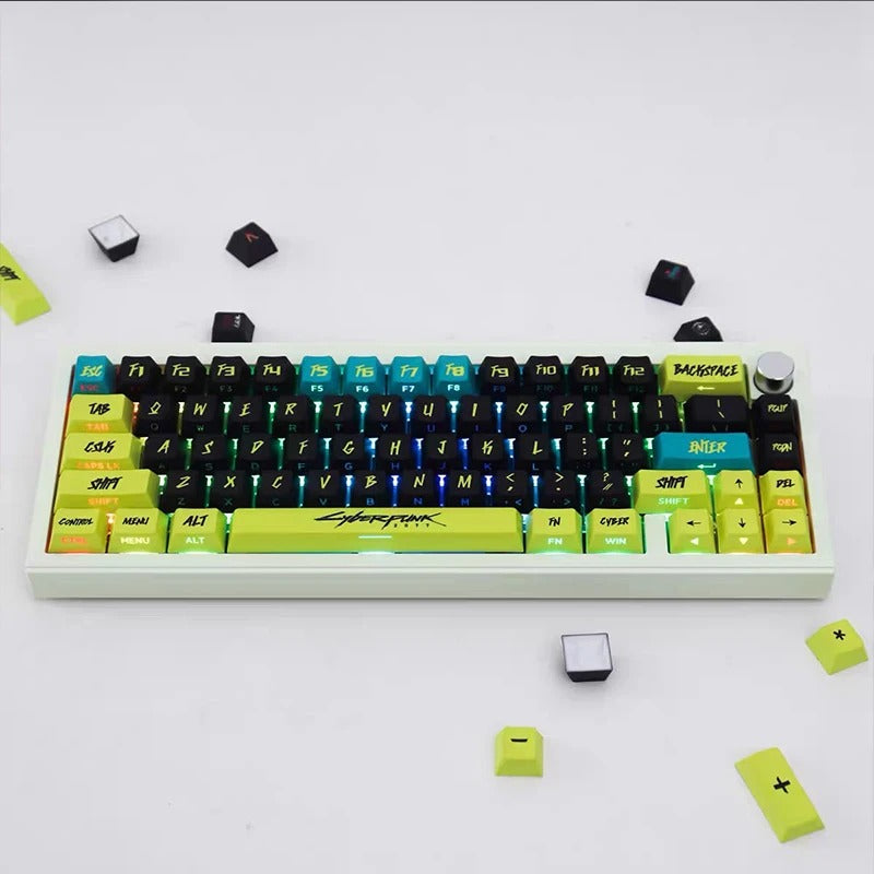 Conjunto de Keycaps Cyberpunk com Iluminação Lateral