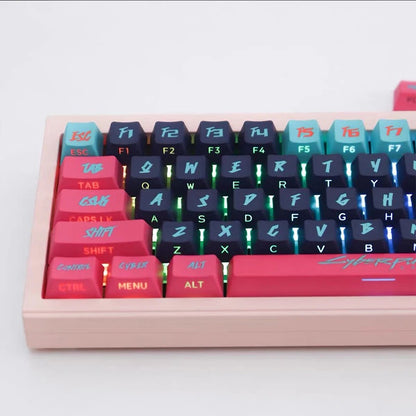 Conjunto de Keycaps Cyberpunk com Iluminação Lateral