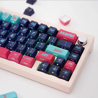 Conjunto de Keycaps Cyberpunk com Iluminação Lateral