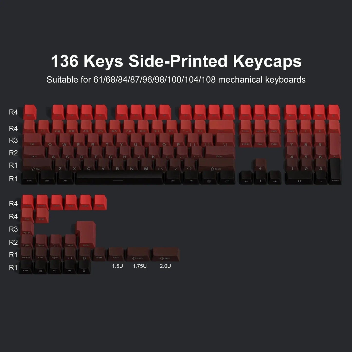 Conjunto de Keycaps Gradient Side-Print