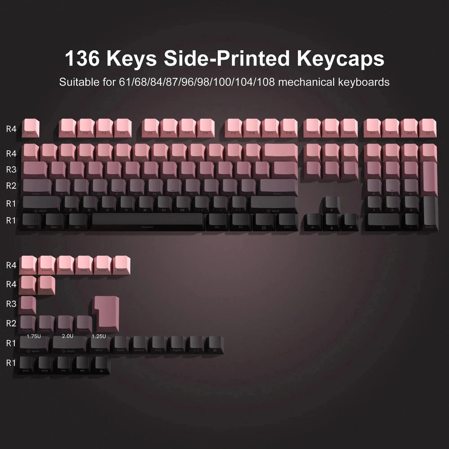 Conjunto de Keycaps Gradient Side-Print