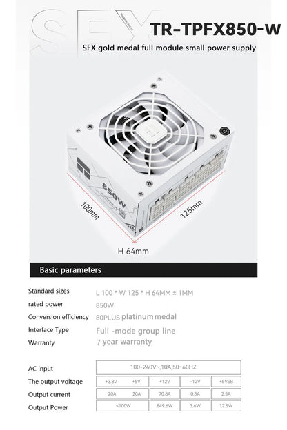Alimentatore modulare TR-TPFX (650W-1000W) 80 Plus Platinum Bianco