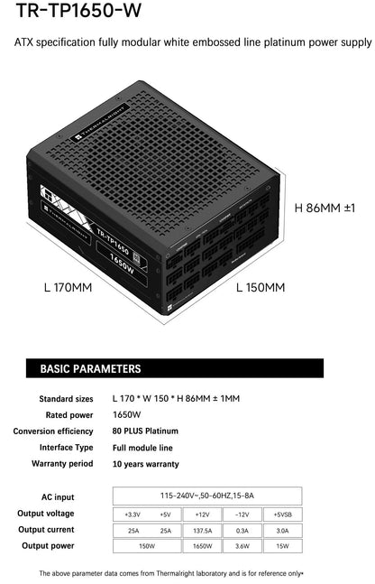 Alimentatore modulare TR-TP (1350-1650W) 80 Plus Platinum