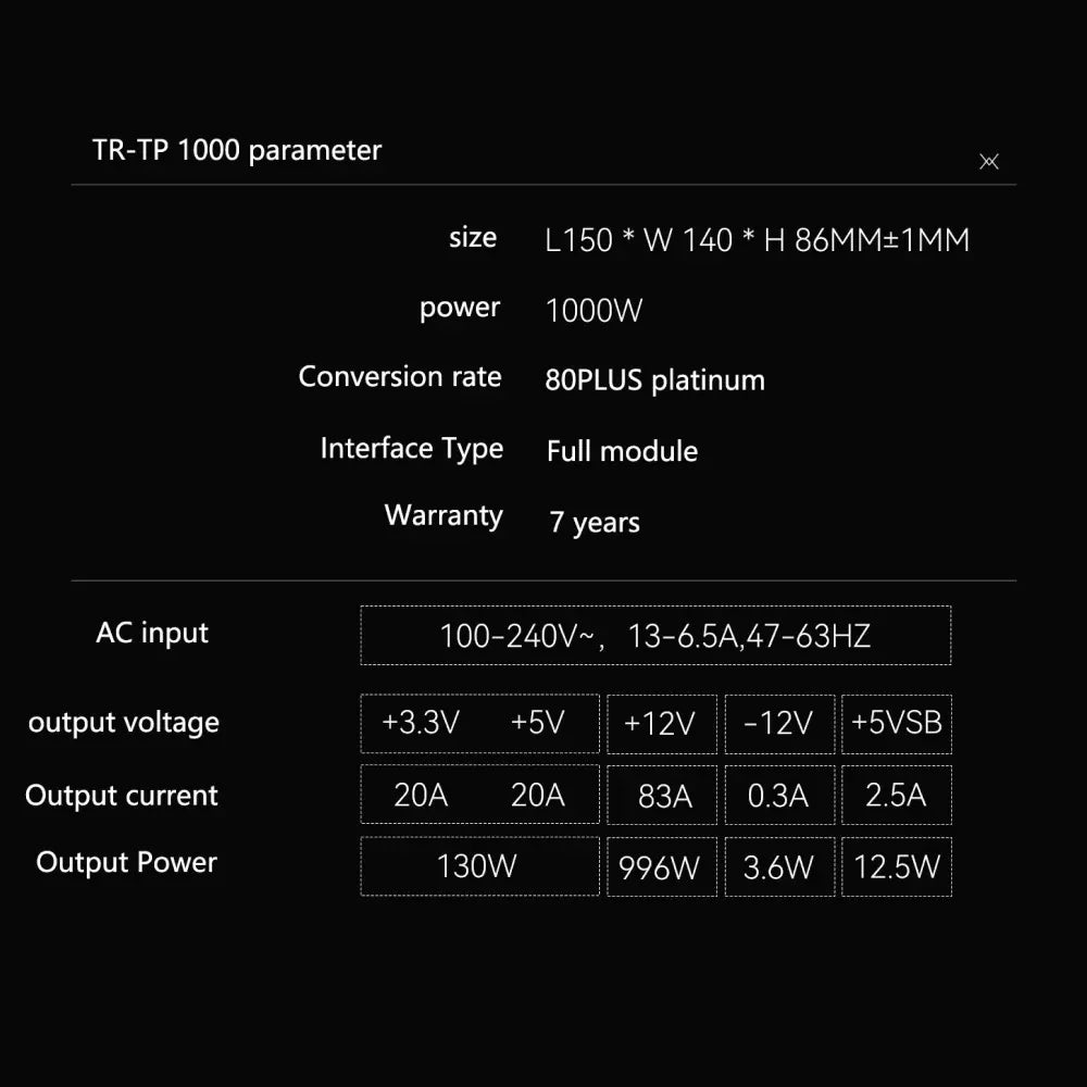 Alimentatore modulare TR-TP (850-1000 W) 80 Plus Platinum