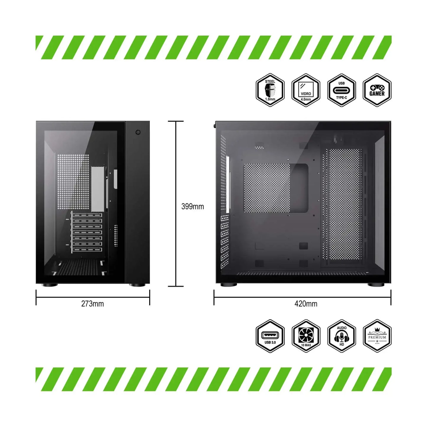 Caja ATX negra Lucent