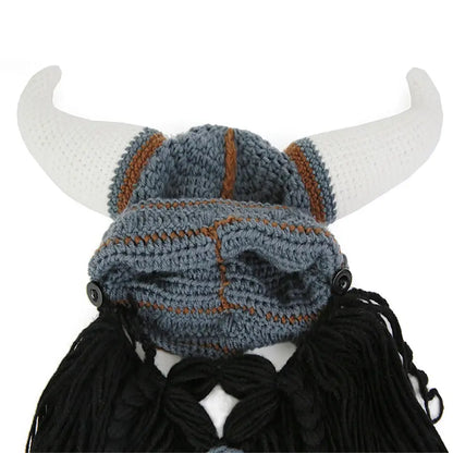 Gorro Viking com Barba e Chifres