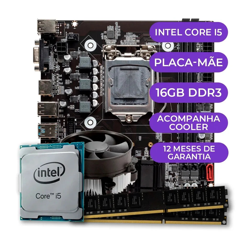 Kit Upgrade Gamer Intel Core i5 4ª Geração, Cooler, Placa Mãe, 16GB DDR3