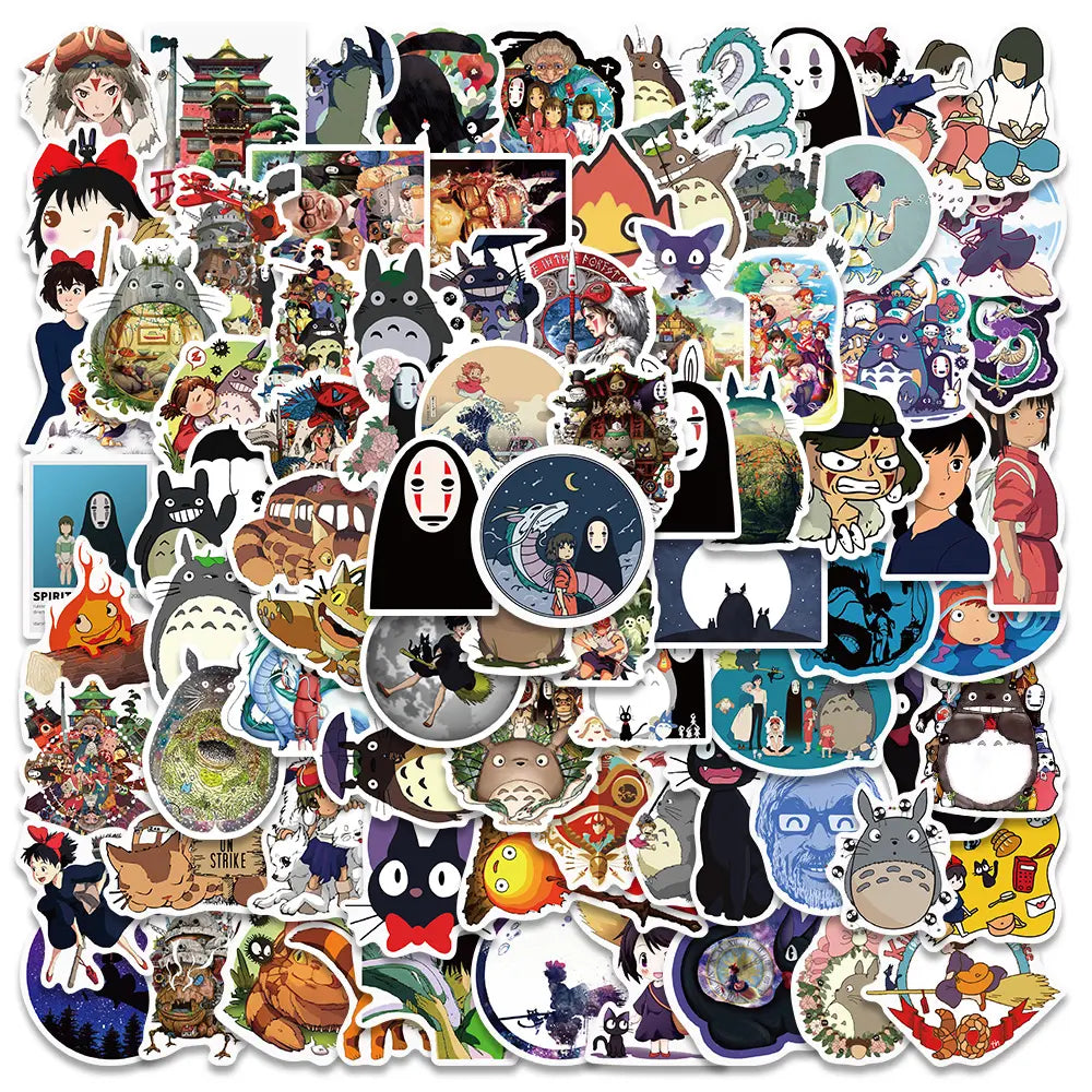 Kit com 100 Adesivos Ghibli Hayao Miyazaki