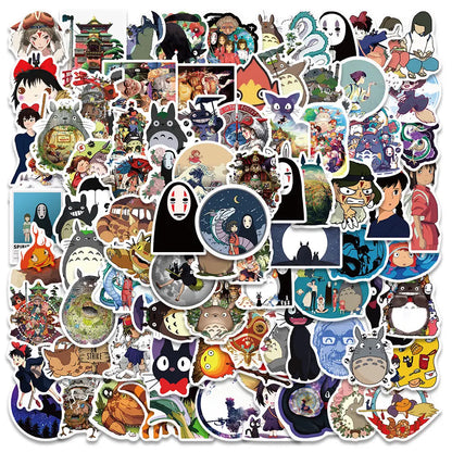Kit com 100 Adesivos Ghibli Hayao Miyazaki