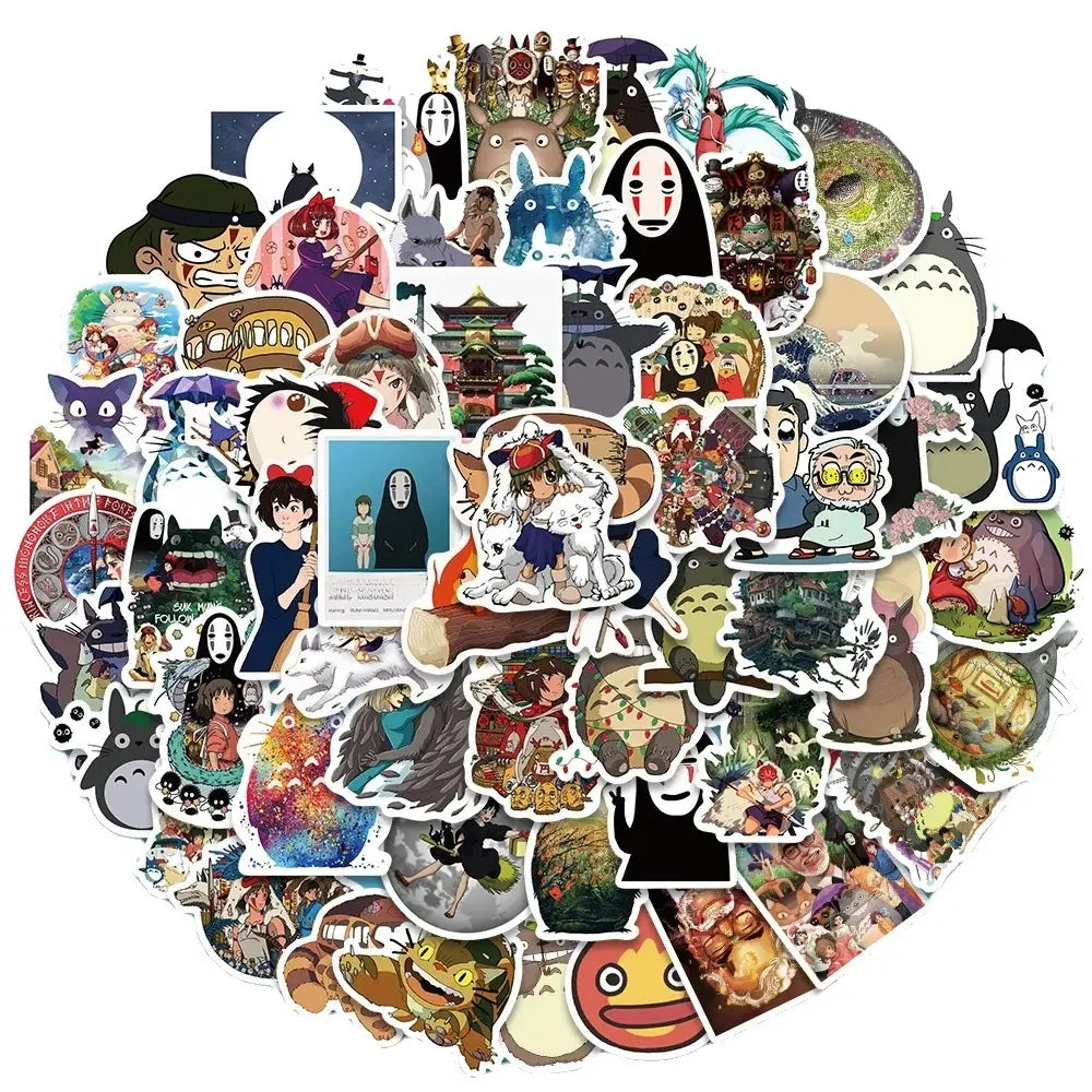 Kit com 100 Adesivos Ghibli Hayao Miyazaki