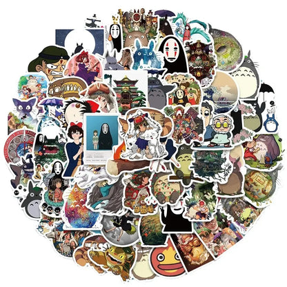 Kit com 100 Adesivos Ghibli Hayao Miyazaki