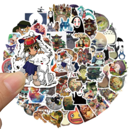 Kit com 100 Adesivos Ghibli Hayao Miyazaki