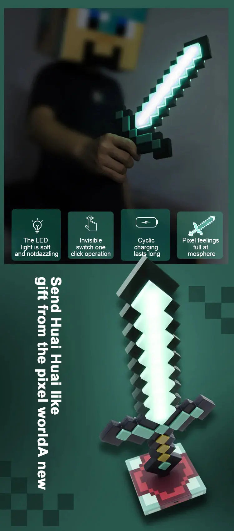 Luminária Espada de Diamante (Minecraft)