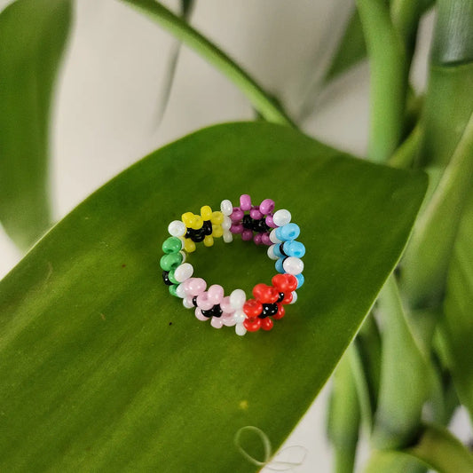 Miçanga Anel Quadradinhos Multicoloridos (1cm)
