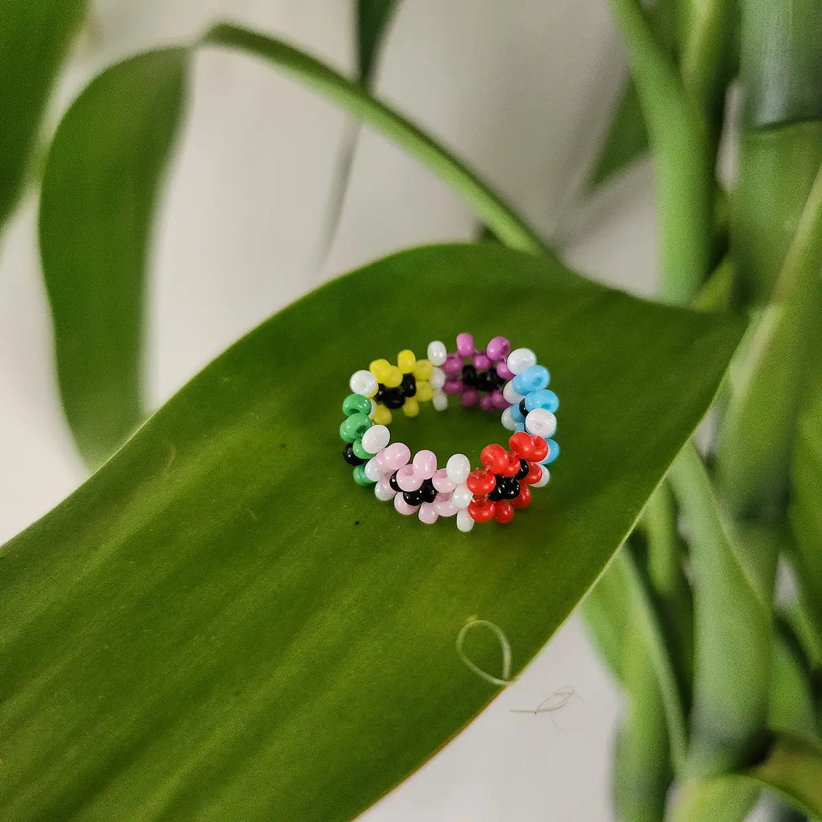 Miçanga Anel Quadradinhos Multicoloridos (1cm)