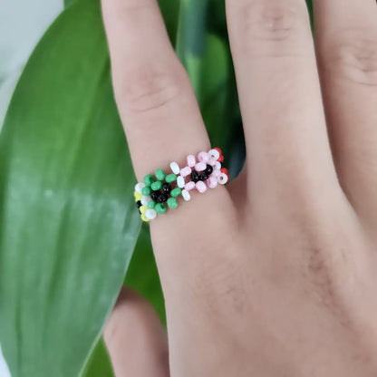 Miçanga Anel Quadradinhos Multicoloridos (1cm)