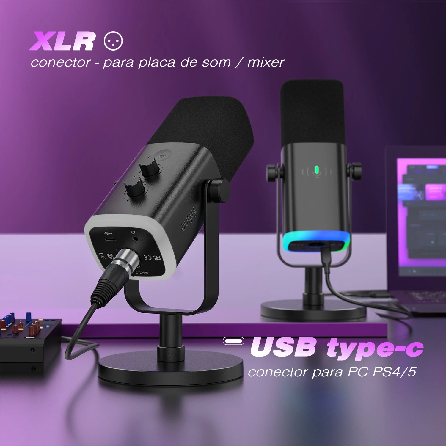 Fone De Ouvido Para Jogos Fifine RGB Dynamic Com Microfone Fones