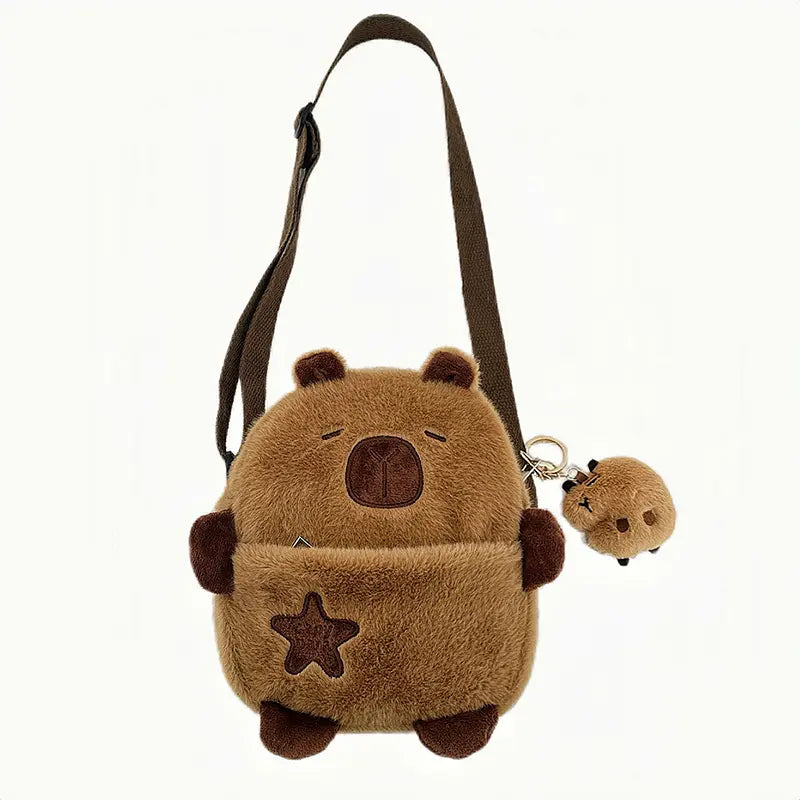 Capibag Plush Shoulder Backpack with Keychain