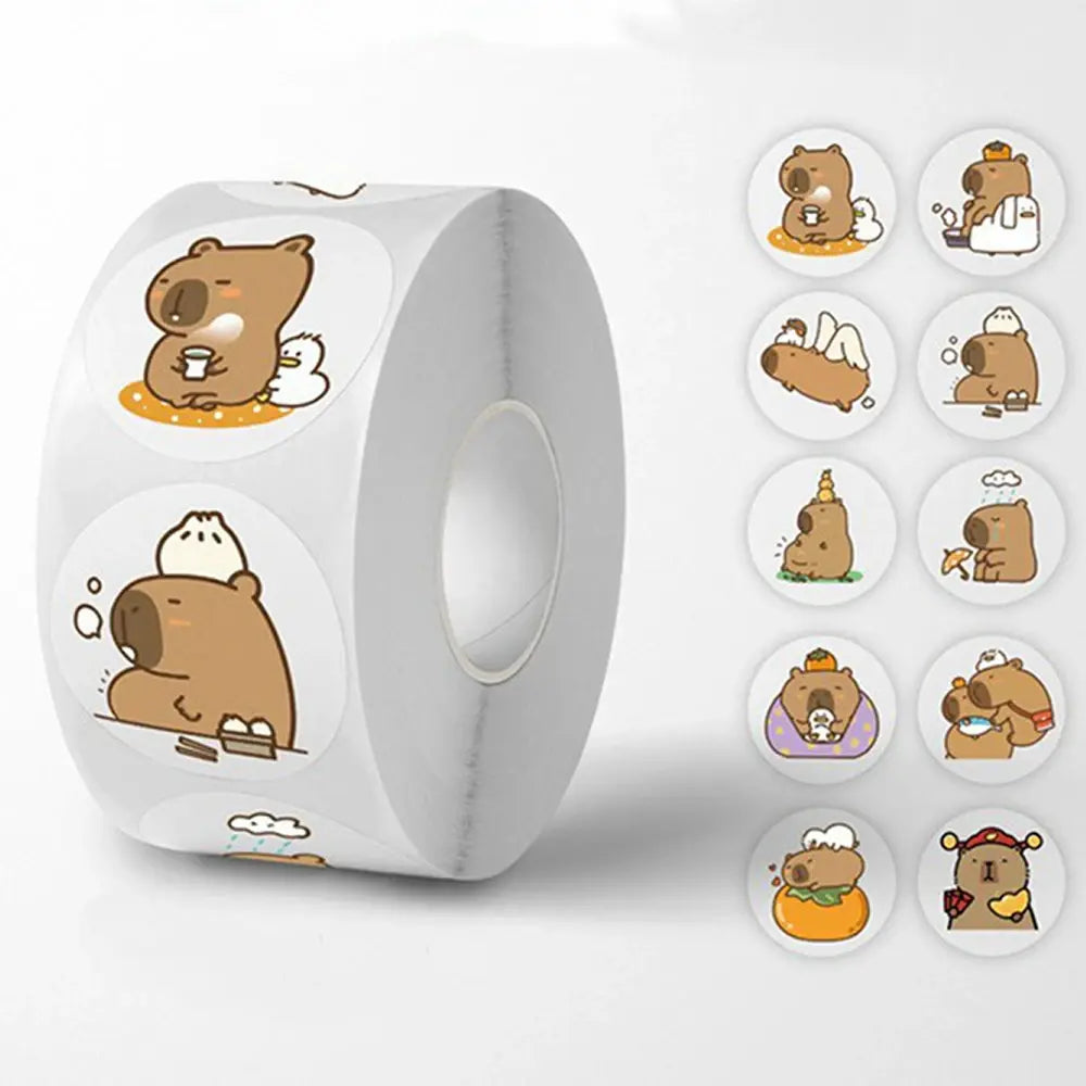 Rolo de Adesivos de Capivara (500 Peças)