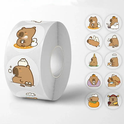 Rolo de Adesivos de Capivara (500 Peças)
