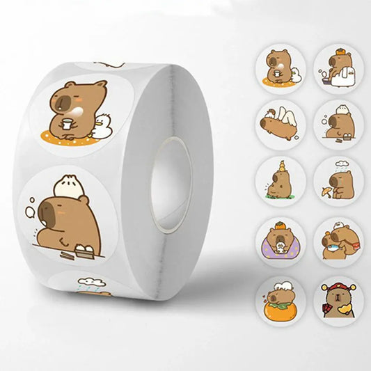 Rolo de Adesivos de Capivara (500 Peças)