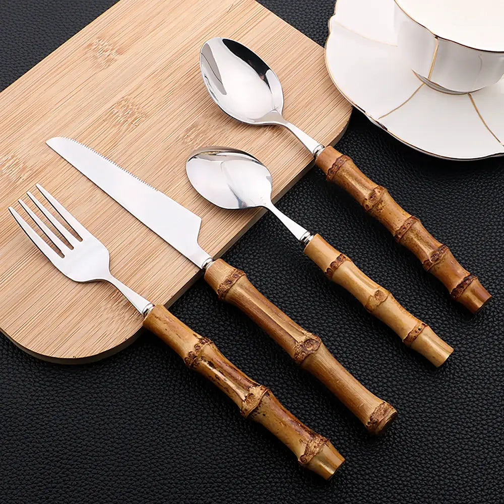 Bamboo Cutlery Set (24 Pieces)