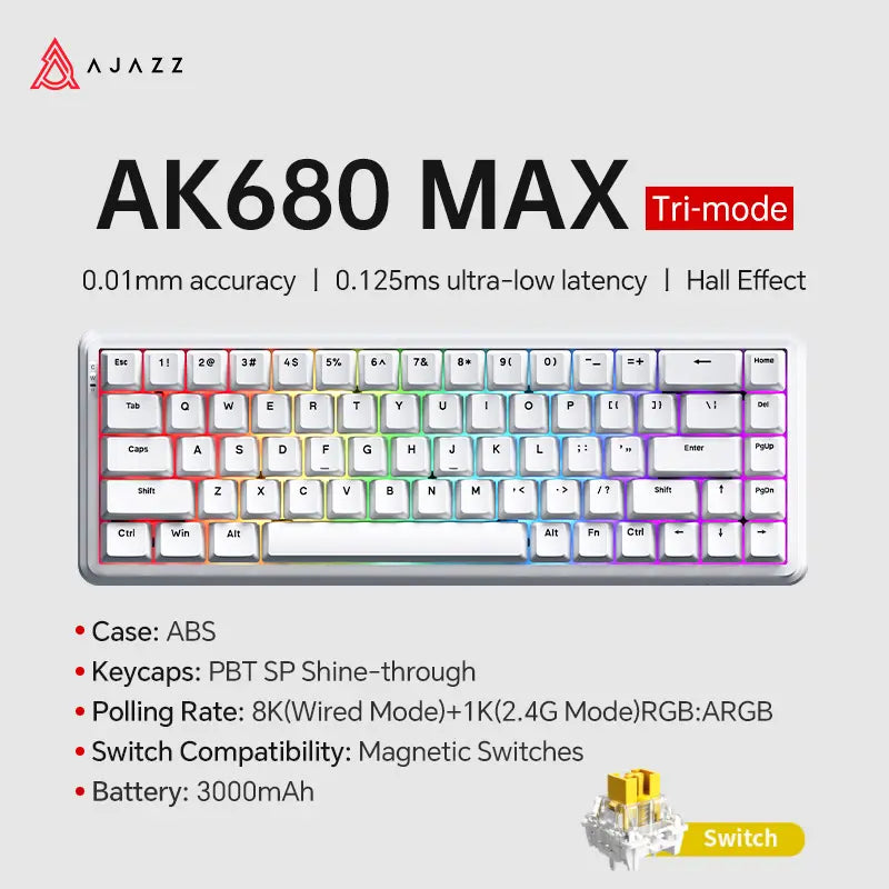 Teclado Mecânico AK680 MAX (Sem fio 2.4Ghz)