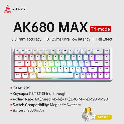 Teclado Mecânico AK680 MAX (Sem fio 2.4Ghz)