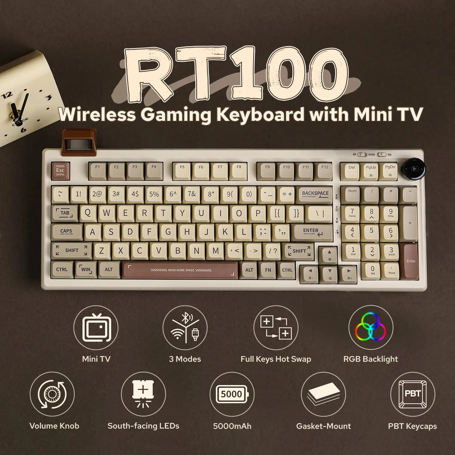 Teclado mecánico RT100 (inalámbrico de 2,4 GHz)