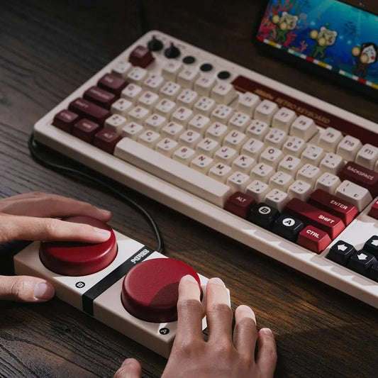 Teclado Mecânico Retro (Sem fio 2.4Ghz)