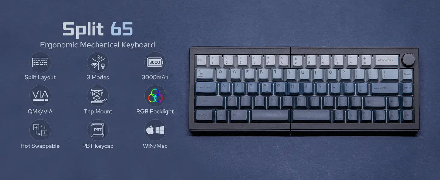 Teclado Mecânico Split65 (Sem fio 2.4Ghz)