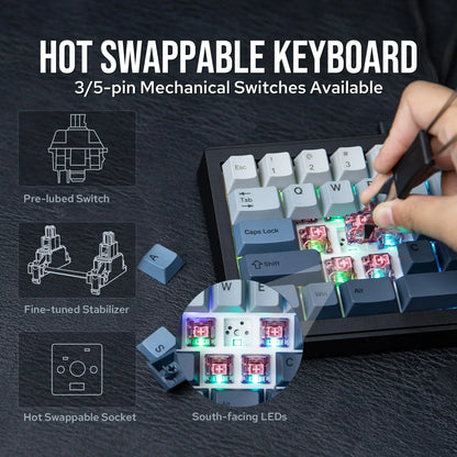 Teclado Mecânico Split65 (Sem fio 2.4Ghz)