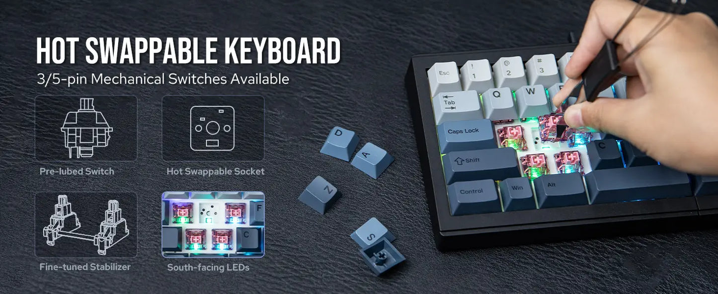 Teclado Mecânico Split65 (Sem fio 2.4Ghz)